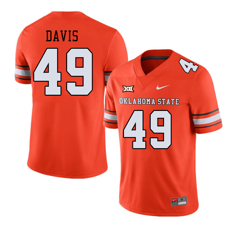 Men #49 Dylan Davis Oklahoma State Cowboys College Football Jerseys Stitched-Alternate Orange - Click Image to Close